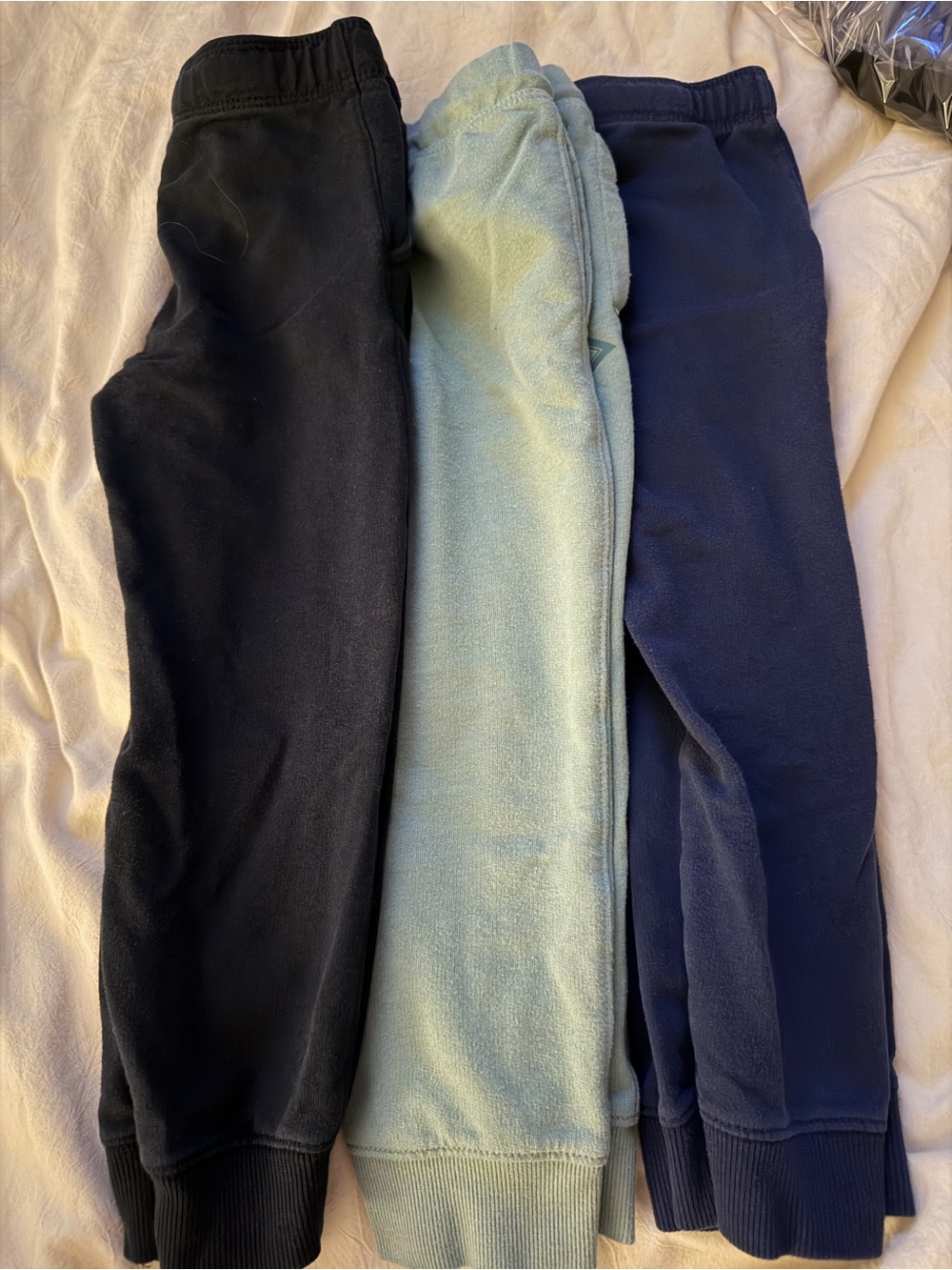 THREE PAIR Kids Cozy Pull-On Bottoms - Black, Light teal , Navy
